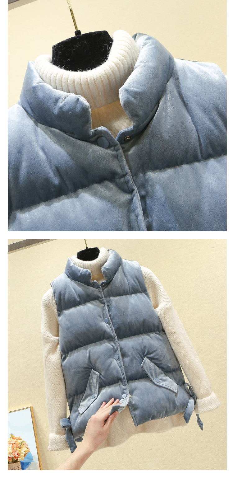 Áo vest nhung cotton vàng nữ ngắn đoạn đông 2018 phiên bản Hàn Quốc mới của áo cổ lọ đứng vest vest xuống vai áo khoác áo khoác nữ kaki