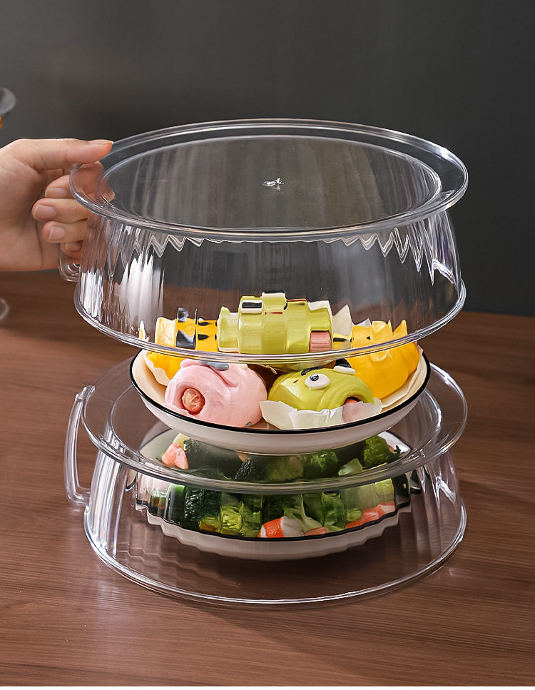 Food Warming Cover Dish Cover Anti-Fly Anti-Mosquito Dining Table Cover Windproof Dustproof Food Storage Cover Stackable Plate Cover