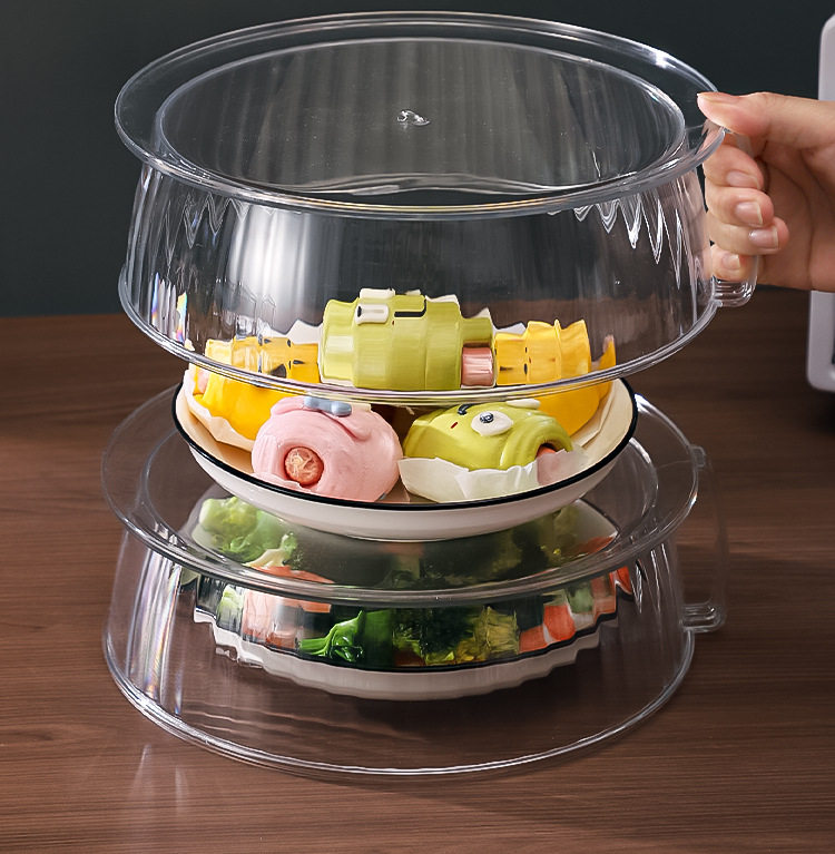 Food Warming Cover Dish Cover Anti-Fly Anti-Mosquito Dining Table Cover Windproof Dustproof Food Storage Cover Stackable Plate Cover