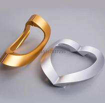 Frameless tempered glass door handle handle Wooden door door handle Shop bathroom shower room Heart-shaped gold pair