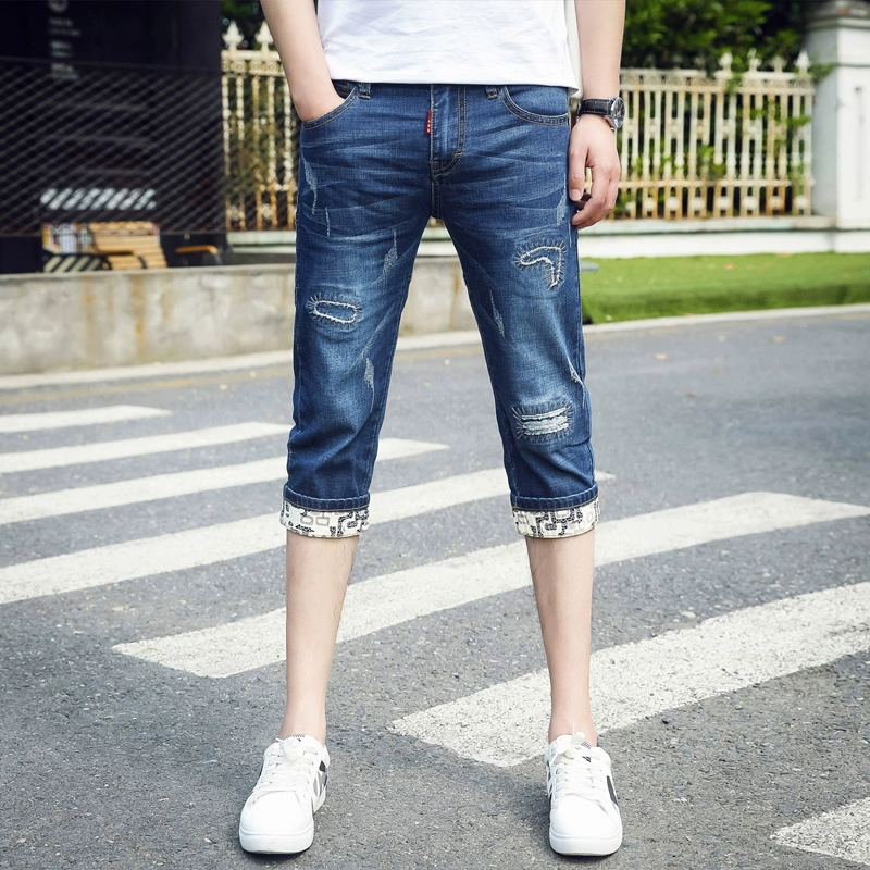 2020 quần mùa hè mới quần nam quần short denim hợp thời trang thương hiệu nam lỗ tự canh nam cắt quần mỏng - Quần jean