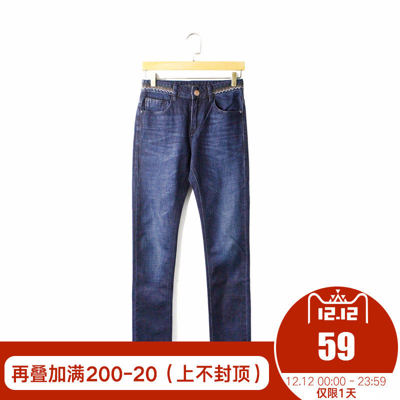 Egou2017秋冬新款男士休闲牛仔裤修身直筒牛仔长裤男潮