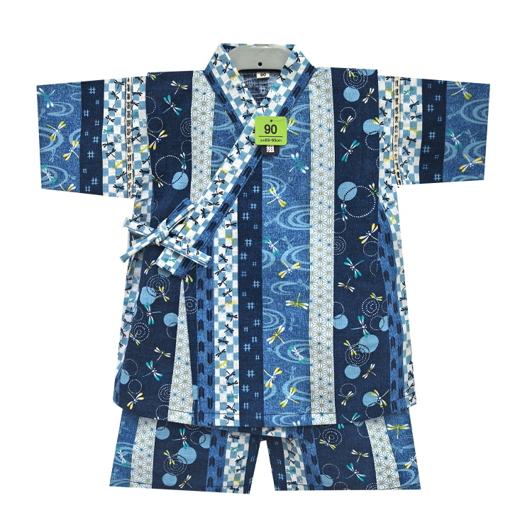 Parent-Child Japanese甚平 Yukata Kimono Dragonfly Sweat Steaming Belly Protection Baby Pajamas Japanese-Style Children's Home Wear Summer Pure Cotton