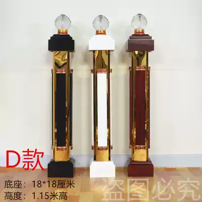 Stair handrail starting column railing stainless steel large head column solid wood base guardrail crystal ball handrail General column