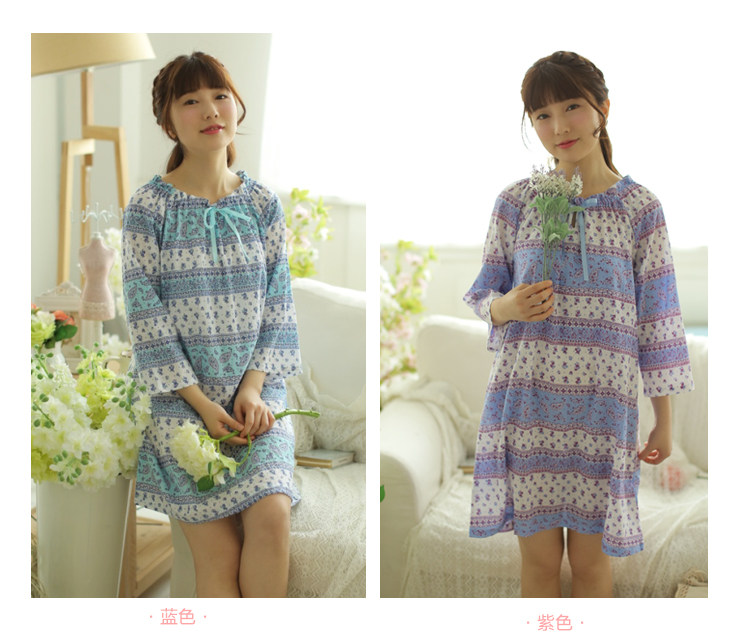 Special price clearing house Summer ultra-thin full cotton Young willow Sleeping Skirt Poxignano Wind 70% Sleeves Light Thin home midskirt