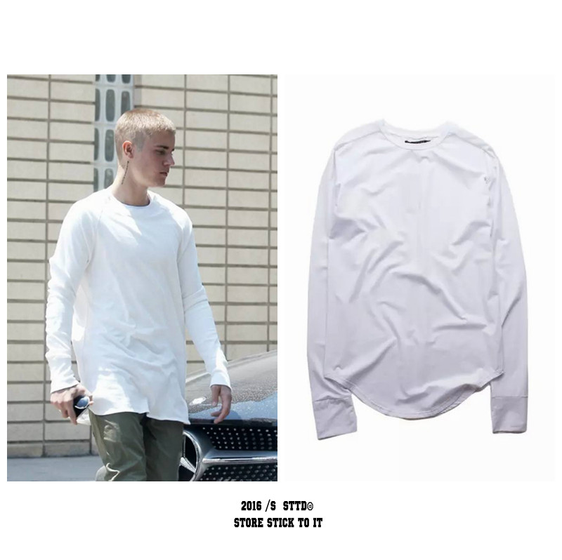 欧美潮牌高街Justin Bieber同款GD权志龙kanye长款长袖T恤打底衫
