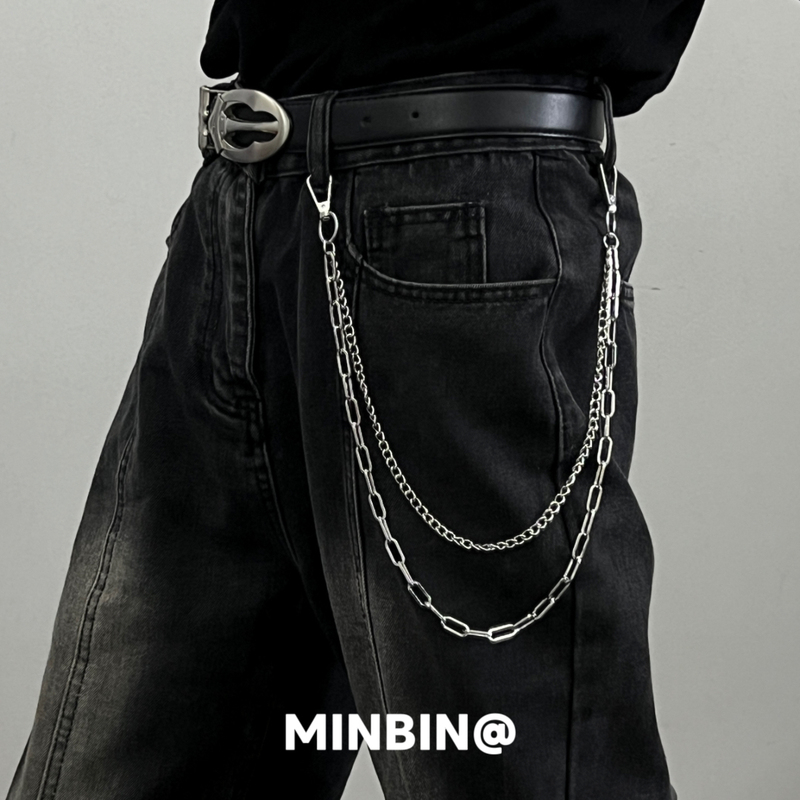 Double-Layer Metal Chain Pants Chain Trendy Hip-Hop Niche Design Pants Hanging Chain Punk Jeans Waist Chain Bag Accessory
