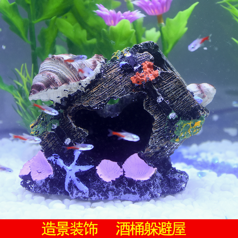 Decoration Shelter From Caves Aquarium Furnishing Shrimp House Tzu Snapper Shrimp Nest Hide House Hollow Fish Tank Building Simulation Wine Pail