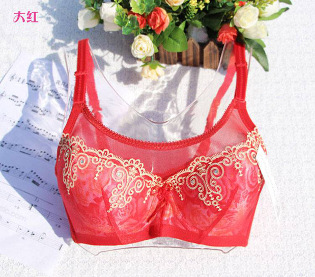 Full cup bra phần thu thập điều chỉnh loại chống ánh sáng áo ngực đậu đỏ đồ lót đích thực kích thước lớn áo lót su