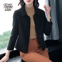 Small black double-sided cashmere coat womens short 2020 new autumn and winter woolen jacket double-sided Woolen