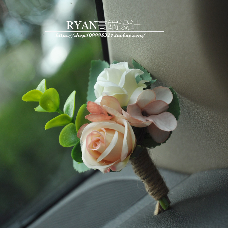 RYAN Champagne White Brokenness Chest Flower Business Chest Flower Opening Celebration Meeting Wedding Groom Brothers Regiment