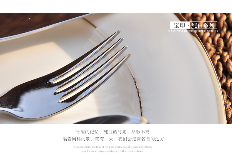 BY Bộ đồ ăn phương Tây Dao thép không gỉ dày và nĩa đặt dao bít tết và nĩa muỗng ăn ba miếng dao nĩa - Đồ ăn tối đĩa tròn
