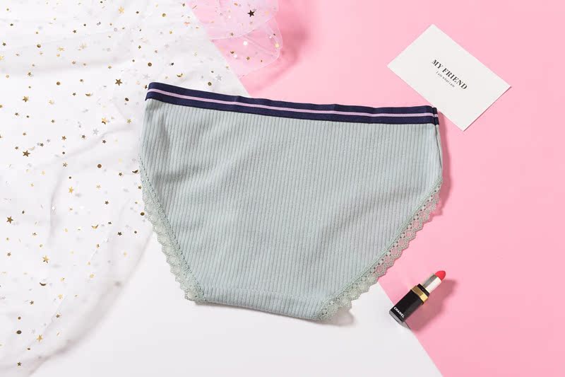 5 Đồ lót bằng vải cotton nữ có dây thắt lưng ở giữa quần lót ren