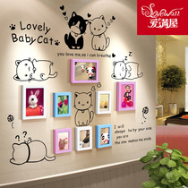 Pet cat photo wall decoration 5 inch 7 inch combination photo frame creative hanging wall simple cartoon cute wall sticker photo frame wall