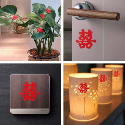 Xi Zi публикует свадебную дверь, украшение дверей маленькое двойное статическое электрическое окно цветочные наклейки.