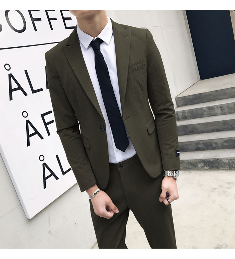 Bộ đồ vest nam phiên bản Hàn Quốc của Slim kinh doanh chuyên nghiệp ăn mặc giản dị giới trẻ Anh đồ nam đẹp 2021