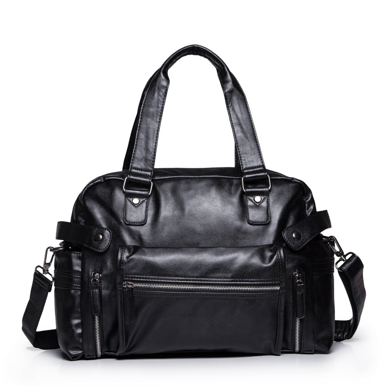 Business Casual Handbag Men Genuine Leather Pure Color Minimalist Cablebag Trendy Personality Outdoor Travel Bag Bull Leather Men's Bag