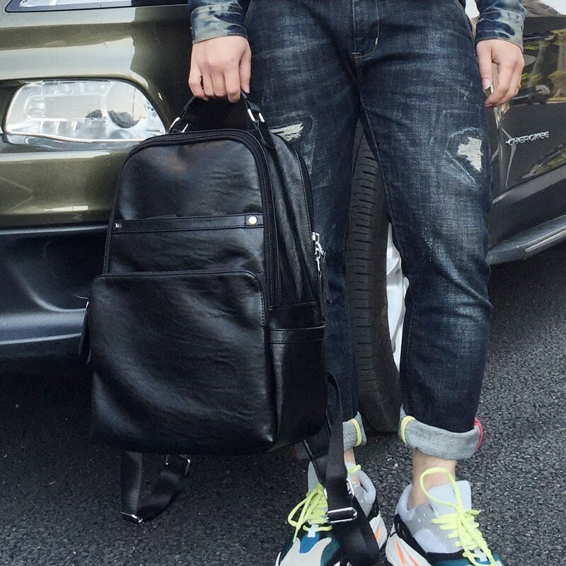 Large Capacity Bull Leather Computer Scapegoat Kits Men's Fashion Trends Han Edition Genuine Leather Rear Leather Bag Business Casual School Bag Men Travel