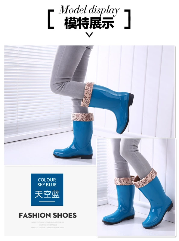 Giày đi mưa Giày cao su đế giày cao su chống nước Giày đế bằng Giày cao su nữ ống người lớn Hàn Quốc thời trang dễ thương chống trượt hè