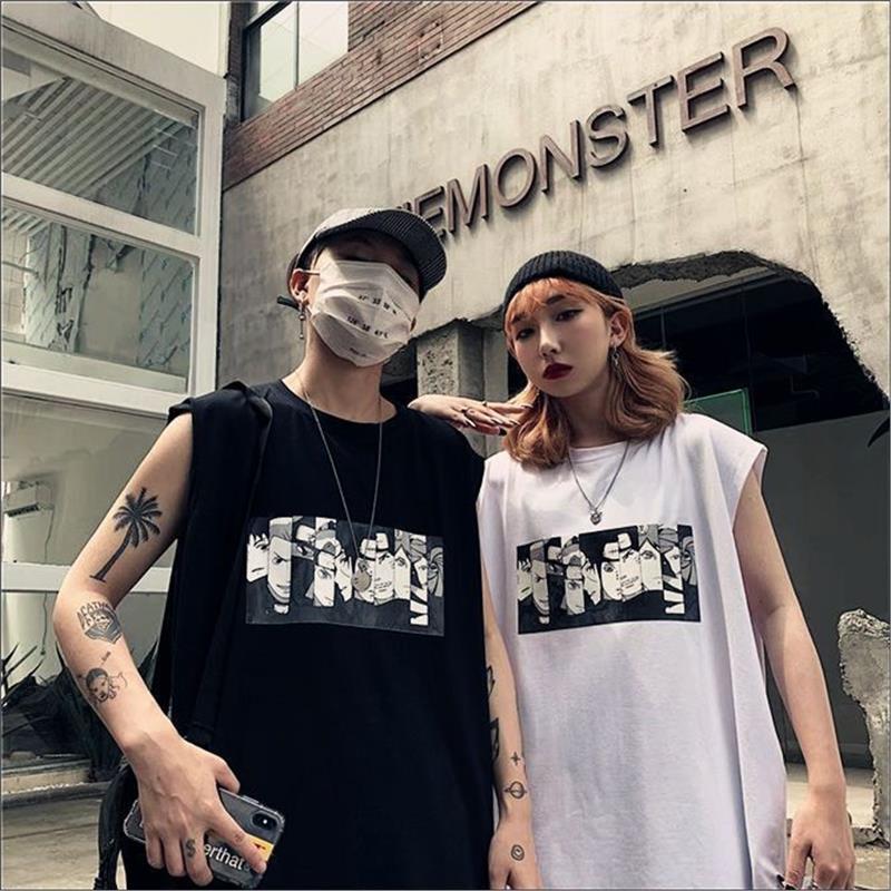 Naruto Akatsuki Print Ins Couple Sleeveless T-Shirt Pure Cotton Vest Loose Hip-Hop Casual Sports Vest for Men and Women Naruto Akatsuki Print Ins Couple Sleeveless T-Shirt Pure Cotton Vest Loose Hip-Hop Casual Sports Vest for Men and Women