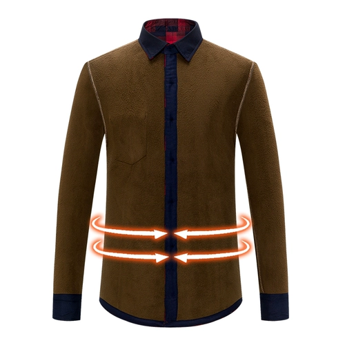 Утепленная высокая мягкая рубашка для отдыха, облегающий крой