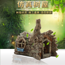 Fish tank decoration creative landscaping simulation tree house Wooden house ornaments Aquarium landscaping decorations Creative simulation wooden house