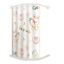 Bathroom toilet curved waterproof shower wet and dry separation rain partition curtain magnetic suction punch-free shower curtain L-shaped rod u