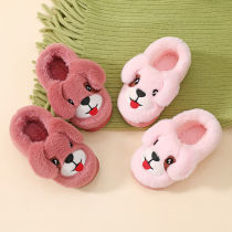 Childrens cotton slippers for men and women with non-slip soft bottom comfortable primary school students warm cartoon cute cotton slippers in winter