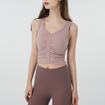 Professional fitness sports yoga clothing vest women wear chest pad sports jacket sleeveless shock-proof and sagging