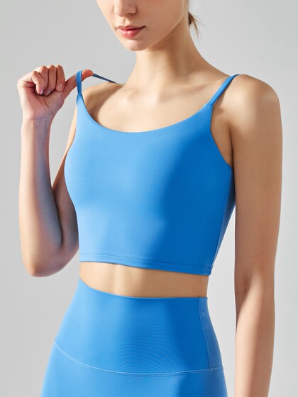 Yoga Top with Thin Straps, Camisole with Chest Pads, U-Shaped Beautiful Back, Quick-Drying, Women's Outerwear for Fitness and Sports Training