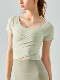2024 New Pilates Yoga Clothing Set for Women, Sports Fitness Top, Short-Sleeved with Chest Pad, Integrated Bra-Free Design