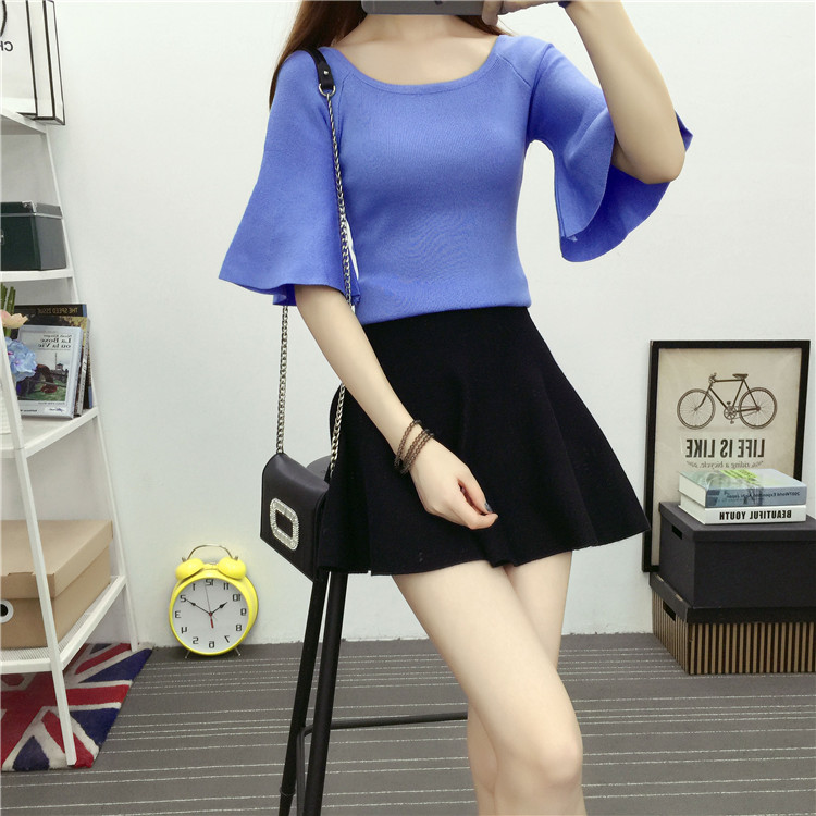 Mùa hè mỏng phần ngắn T-shirt Slim màu rắn băng lụa áo thun áo len bó sát ngắn tay áo len nữ cơ sở áo khoác - Đan Cardigan áo len form rộng