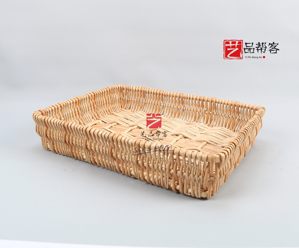 Arts and crafts help customers bake soft natural wicker weaving workshop oval willow basket display props bread plate