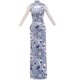 Blue and white porcelain improved cheongsam long section comfortable color retro dress skirt new slit sexy dress banquet women