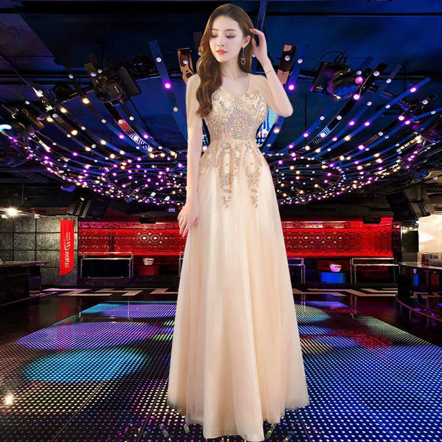 Night show sexy evening dress nightclub KTV beauties long section slimming sauna foot fashion slim high-end dress