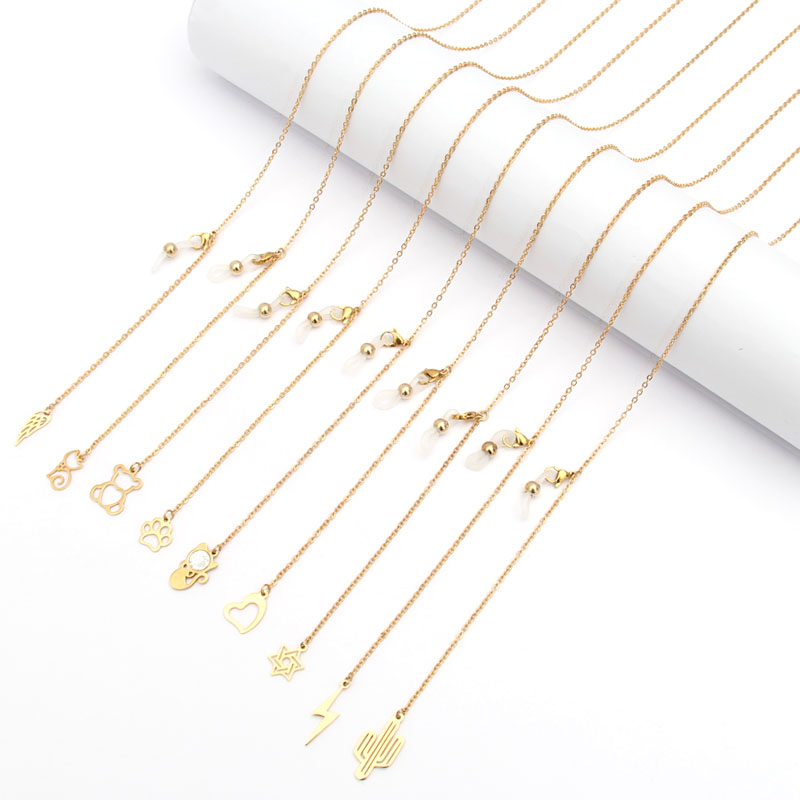 Stainless steel silver without coloring mask chain pendant titanium steel glasses chain female hanging neck anti-slip fashion rope rose gold