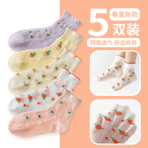 Girls socks baby spring and autumn cotton socks children in childhood lace princess summer thin girl net red