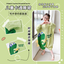 Girls sleepdress pure cotton childrens fairy pajamas spring and autumn girls Cartoon long sleeve princess wind summer 2022 new models