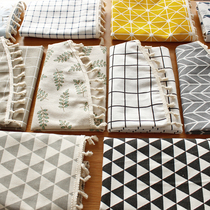  Nordic ins plaid tablecloth Simple cotton leprosy desk coffee table cloth Dining table cloth art small fresh rectangular round cloth