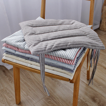  Simple modern Japanese pastoral cotton and linen striped summer office chair cushion fabric cotton and linen soft and comfortable cushion non-slip