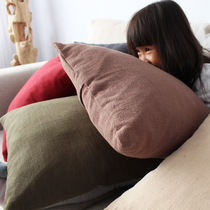  Japanese-style solid color thickened cotton and linen fabric pillow package chair Sofa cushion cover Waist pillow Office car pillow cover