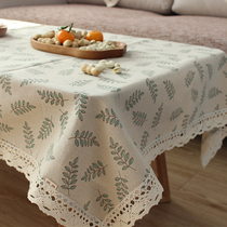  Simple cotton and linen tablecloth Pastoral linen tablecloth Dining table small fresh rectangular coffee table cover cloth round cloth square towel cloth art