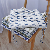  Cotton hemp linen cushion dining chair office chair cushion strap non-slip four seasons pastoral multi-color thin simple fabric