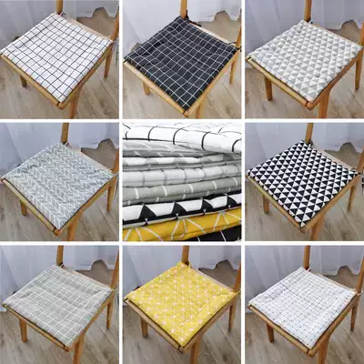 Simple modern cotton linen seat cushion dining chair strap non-slip office chair cushion comfortable multi-color pastoral Four Seasons fabric