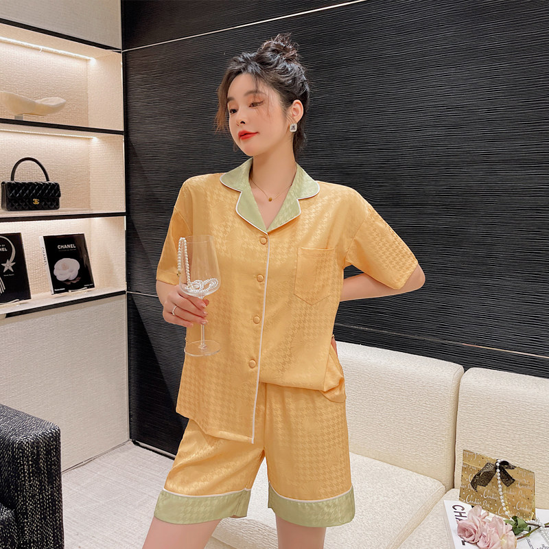 Pajamas summer ladies 2022 new ins style simple short-sleeved shorts ice silk female casual student home clothes suit