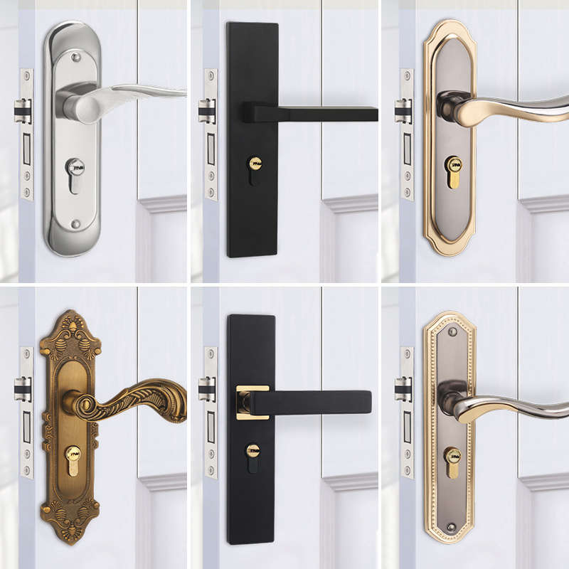Household Door Lock, Universal Type, Bedroom Interior Door, Black Lock Set, Three-Piece Set, Silent, Old-Fashioned Door Handle, Old Door Lock Replacement