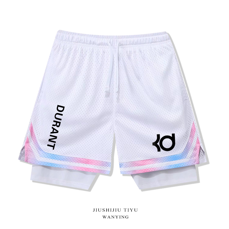 Fake Two-Piece Durant Basketball Shorts American-Style Shorts with Inner Lining Training Nets Sports Quick-Dry Irving Student Men