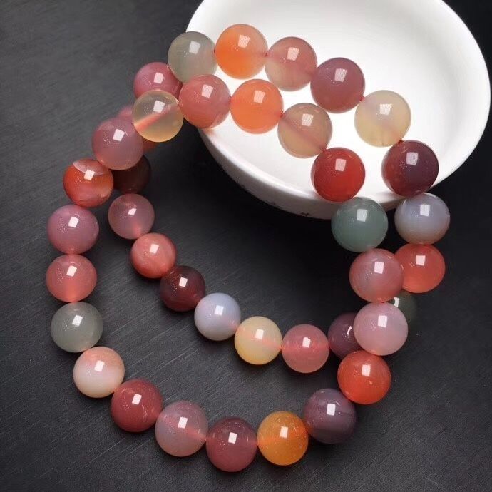 Natural Colorful Agate Round Bead Bracelet, Multi-Gemstone Bracelet for Women, DIY Accessories