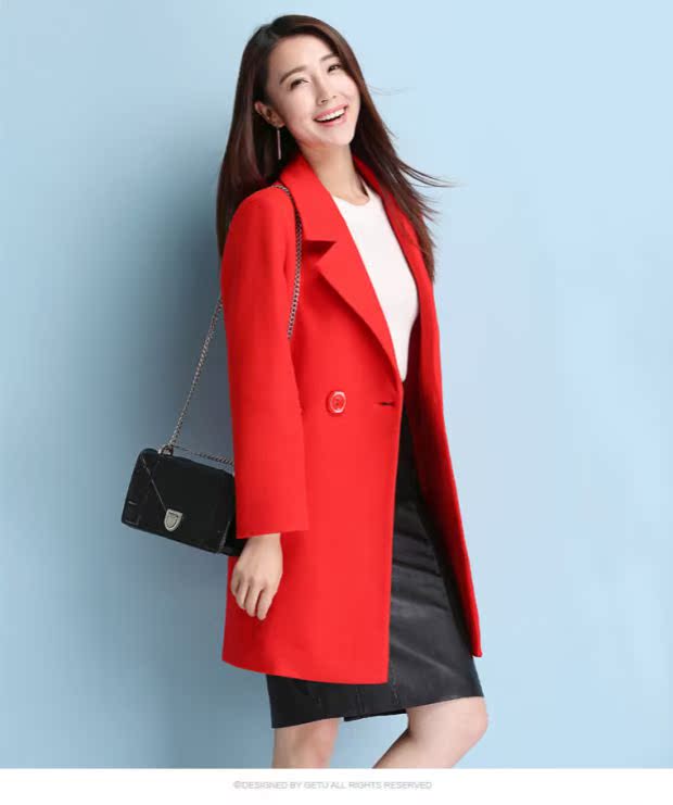 Mùa đông 2016 mới Hàn Quốc áo khoác len nữ dài phần mỏng thon gọn kích thước lớn áo len cashmere - Áo khoác dài áo măng tô