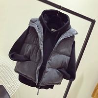 Mùa thu và mùa đông áo khoác dày học sinh cotton bánh mì ngắn vest nhung kẻ sọc áo len hai mảnh nữ áo gile đẹp